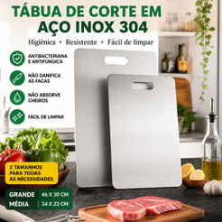 30×46cm Tábua de Corte Antibacteriana em Aço Inoxidável 304 Fácil de Limpar