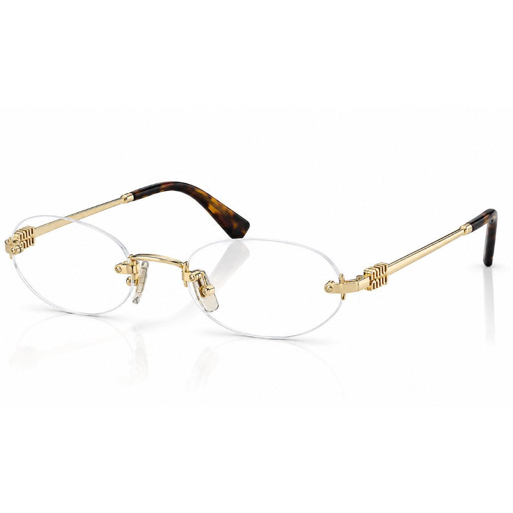 Armação de Grau Miu Miu Feminina Oval Dourado 0MU 53WV ZVN1O153