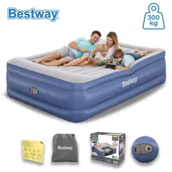 Cama Colchão Inflável Queen 56cm Altura Até 300kg Tritech Casal Com Bomba Embutida + Bolsa Bestway