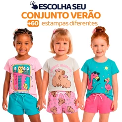 Escolha Seu Conjunto de Menina Infantil Feminino Verão Manga Curta Roupa para Menina de Calor Tamanhos 2 Ao 10 L03