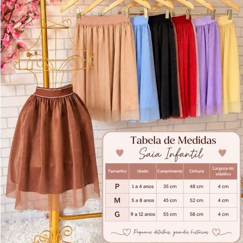 Saia de tule infantil brilhor