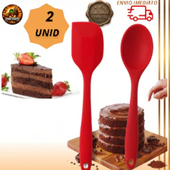 Kit Colher e Espátula Reta de Silicone Utensílios de Cozinha Culinária