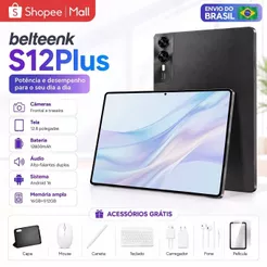 Tablet belteenk S12 Plus Android Tela Grande 12.8 FHD 16GB+512GB WiFi Uso Trabalho Estudo 12800mAh