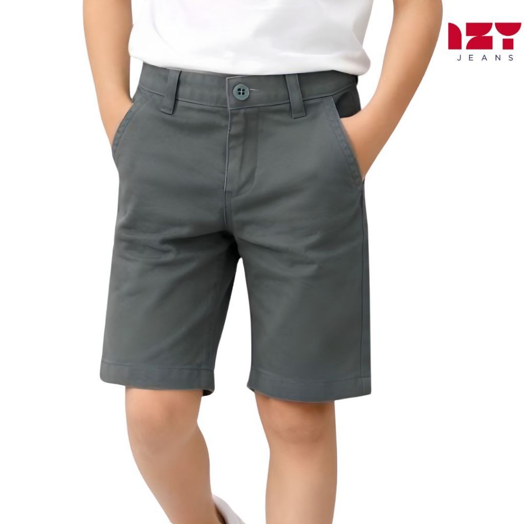 Bermuda Masculina Infantil Juvenil em Sarja com Elastano Bolso e Zíper