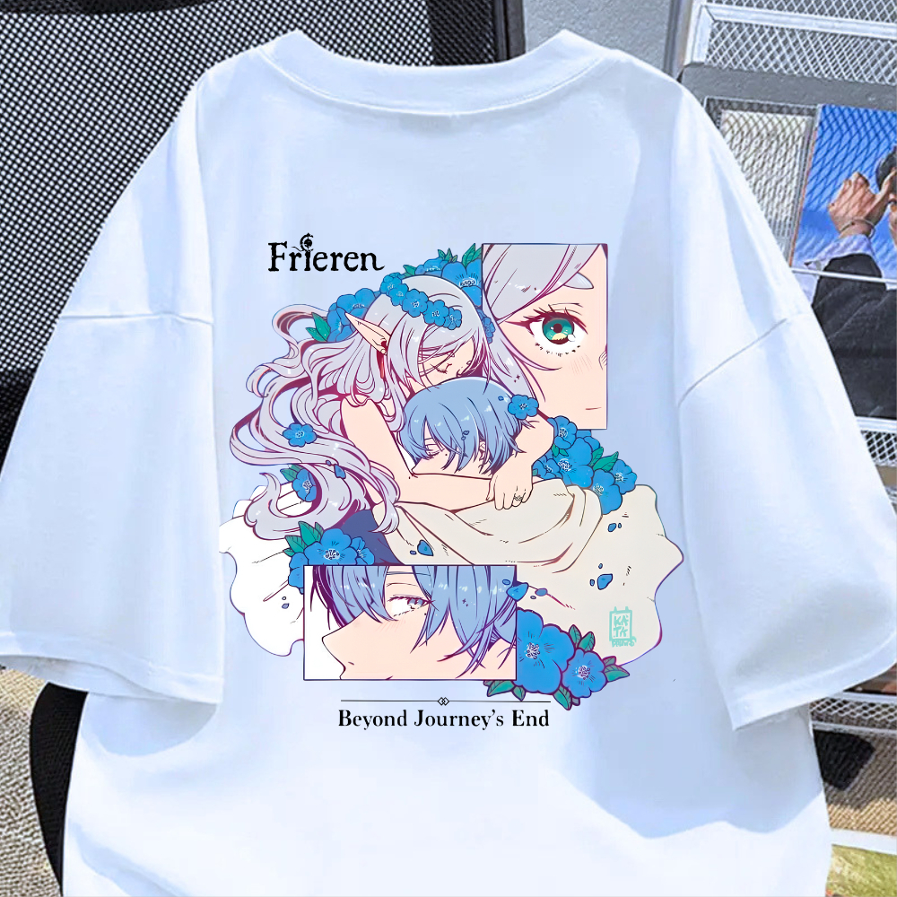 Camiseta Estampada Unix Anime T-shirt Desenho Frieren Mangá Blusa Feminina Algodão Camisa Streetwear