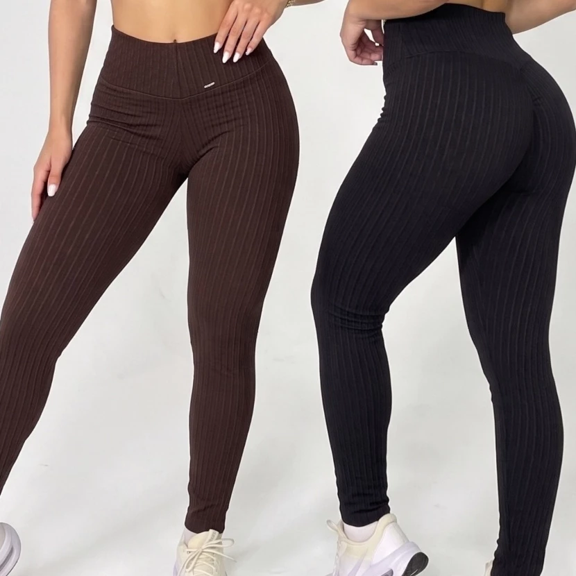 Kit 2 Calça Legging Jaquard  Bolha de Academia Feminina Zero Transparência Fitness Cos Alto