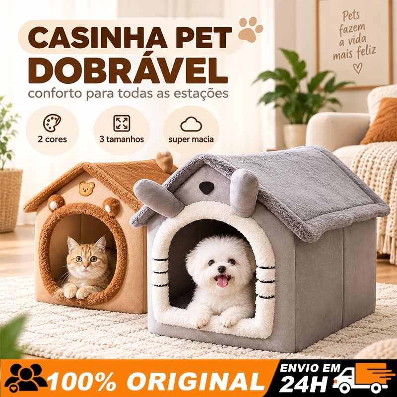 Casinha de Urso para Gatos e Cães Pequenos, Cama Pelúcia Macia, Removível e Lavável, Quente e Aconchegante para Sono.