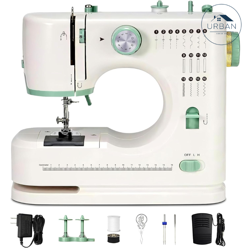 Mini Máquina de Costura 16 Pontos Bivolt Portátil Elétrica Completa