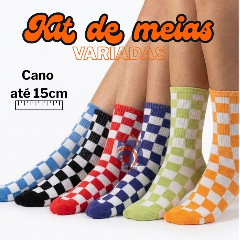 Meia Estampada Premium Cano até 15cm - skate, patins - esportivas e casuais para o dia a dia