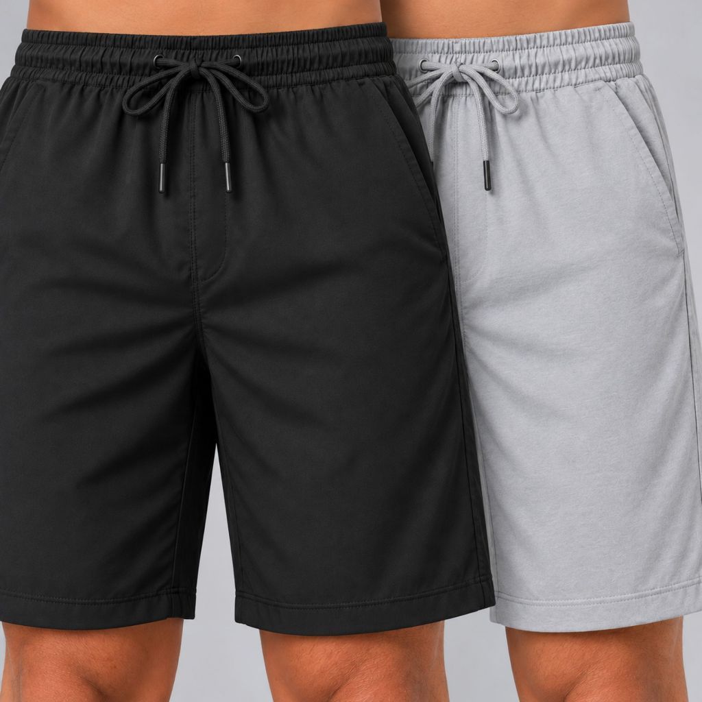 Kit 2 Bermudas Academia Masculina Dry Fit Short Treino com Elastano Cordão e Bolsos Kit Short Masculino P ao GG