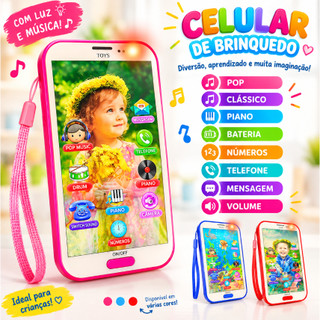 Brinquedo celular infantil musical com imagem 3D Smartphone para crianças com luz e som