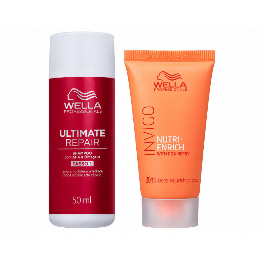 kIT MINI Wella ORIGINAL Invigo Nutri, Fusion ou Ultimate Shampoo 50ml, Mascara 30ml
