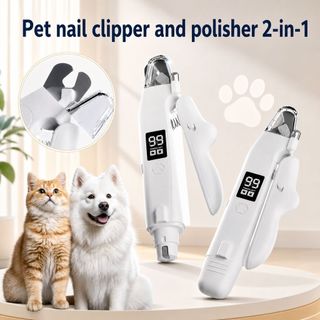 Cortador de unhas pet 2 em 1 Recarregável com Luz LED e Visor LCD