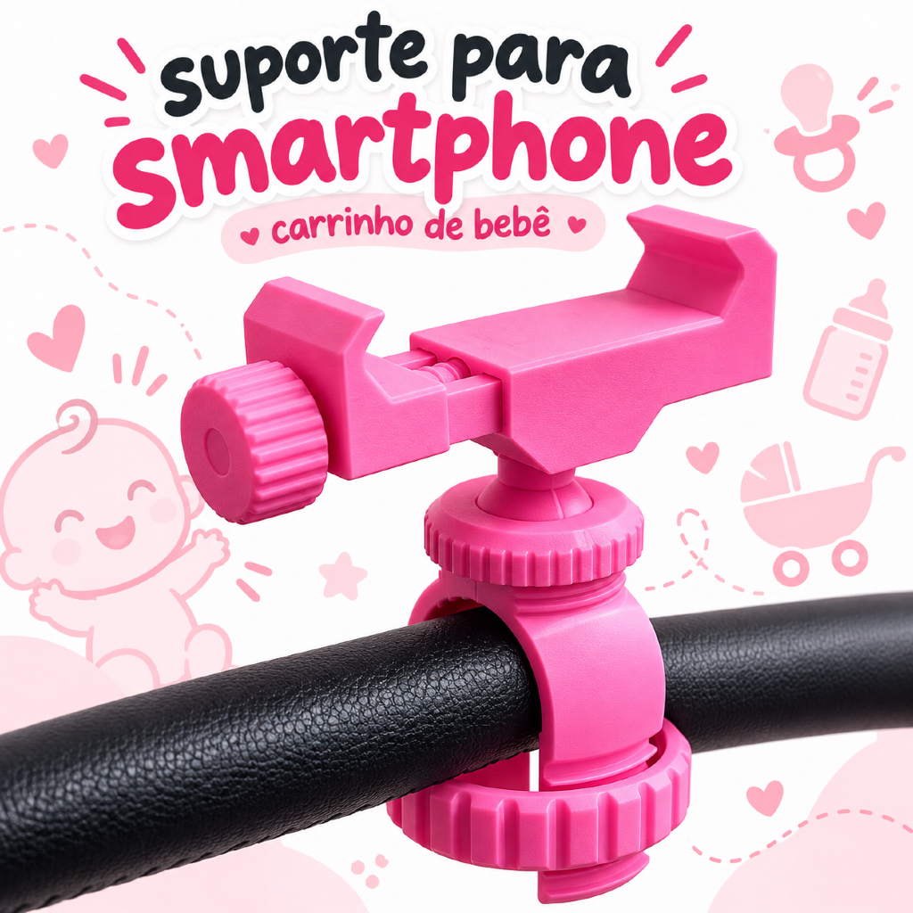 Suporte Celular Smartphone Carrinho de Bebe Patinete Ajustável