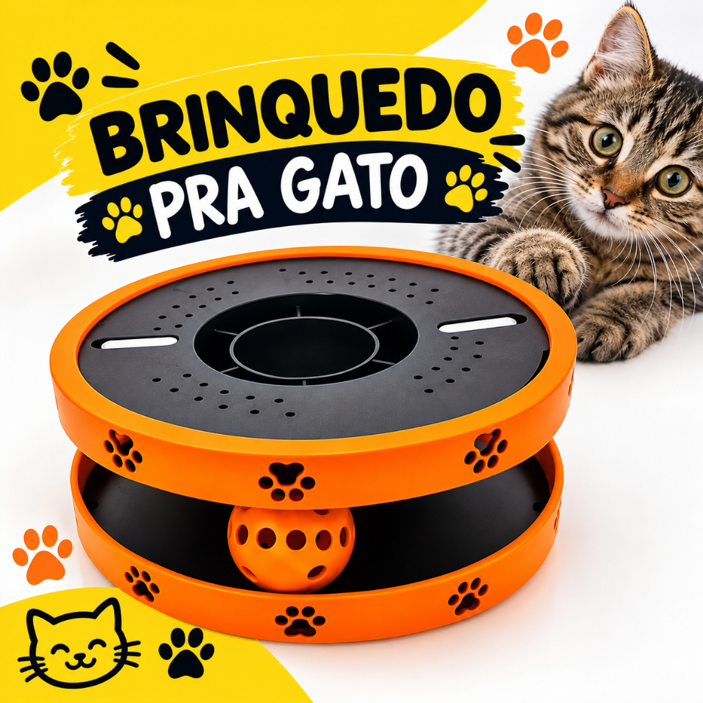 Brinquedo Interativo Sensorial Para Gatos e Pets Com Bolinha Varias Cores
