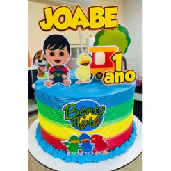 Topo de Bolo Bento e Totó Simples - Nome e idade