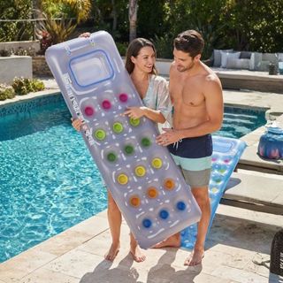 Colchão Boia Inflável com Gomos Maxsol (190x70 cm) 100% PVC - Conforto, Estabilidade e Relaxamento Máximo para Piscina