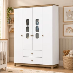 Guarda Roupa Infantil 4 Portas 2 Gavetas Aconchego Henn