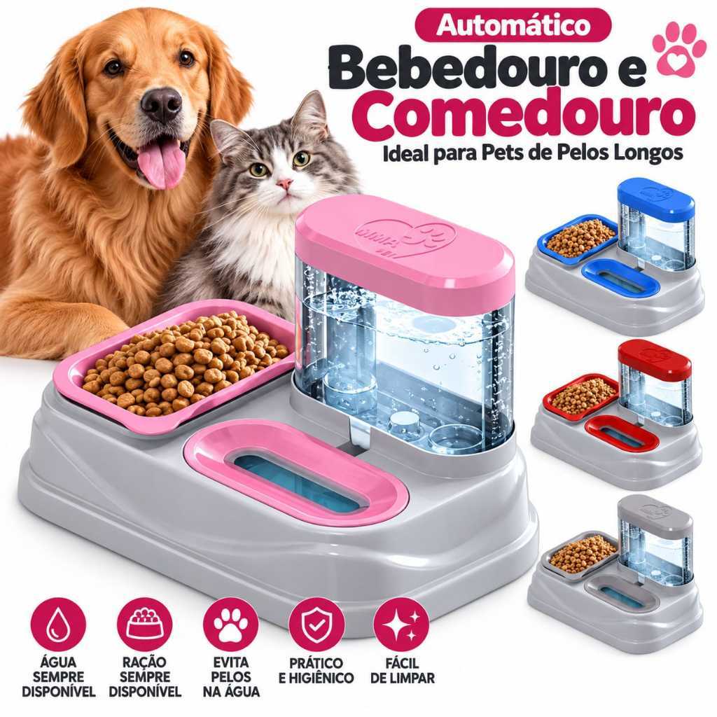 BEBEDOURO AUTOMÁTICO COMEDOURO ANTI-FORMIGA CÃES E GATOS PET SOLUTION NÃO MOLHA OS PÊLOS