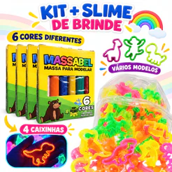 Kit 24 Massinha Modelar +25 Cortador Molde Forminha+ Ganhe Slime Para Festa Aniversário Lembrancinha
