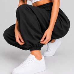 Calça Feminina Com Punho Modelagem Soltinha Tactel Premium Com Elástico Ajustável Casual Esporte Blogueira