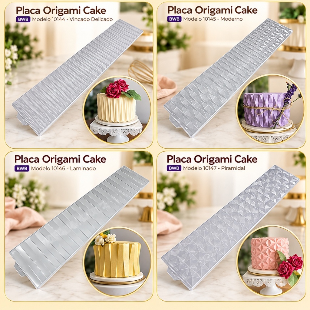 Placas Textura BWB Texturizar Bolos Origami Cake 12 modelos(CHOCO)