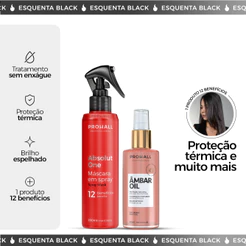 Kit Absolut One 200ml + Âmbar Oil 60ml Proteção Térmica Brilho e Frizz Prohall