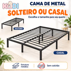Base de Cama Casal de Metal Durável | Montagem Simples e Alta Resistência para Colchão Suporta Até 1350kg -O17