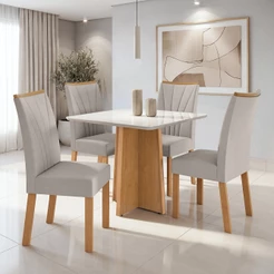 Mesa 0,90 Celebrare.c/04 Cad.apogeu Veludo Liso Capuccino Amendoa Clean/off White
