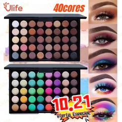 Paleta de Sombras com 40 Cores - Acabamento Matte e Shimmer, Alta Pigmentação, Efeito Esfumado e Longa Duração-UF