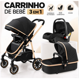 Carrinho De Bebê Completo 3 EM 1 Apoapp Com Moisés e Bebe Conforto - Modelo Europeu Luxo
