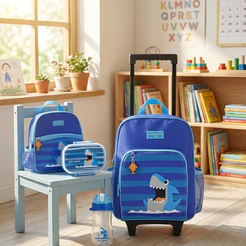 Kit Mochila de Rodinha Infantil + Lancheira Térmica + Pote + Garrafa Jacki Design Escolar e Passeio