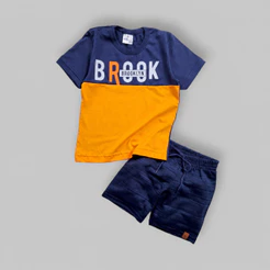 Conjunto Bermuda e Camiseta Infantil Menino Verão Roupa Masculina Casual Confortável 1 ao 6 Anos