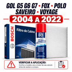 Filtro Ar Condicionado Gol G5 G6 G7 Fox Polo Saveiro Voyage + Higienizador de Ar