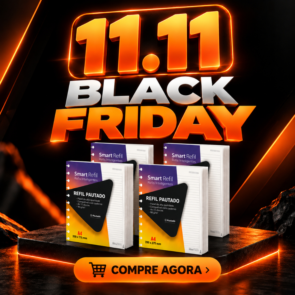 Caderno inteligente Kit com 100/200/300/400 folhas Refil tamanho A4 Grande 11 Discos Pautado