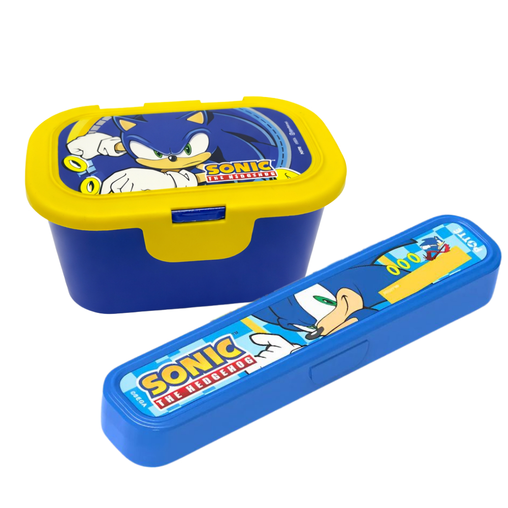 Kit Pote Lancheira Infantil + Estojo Multiuso Escola Viagem Porta Talheres