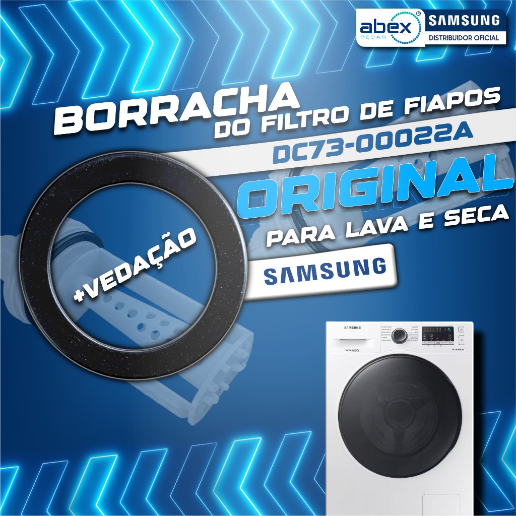 Borracha Vedação Filtro de Fiapo Lavadora e Lava e Seca Samsung DC73-00022A Orig