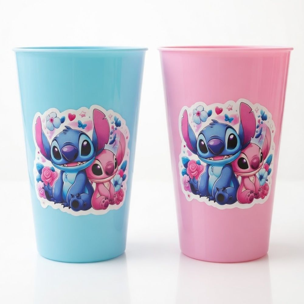 Copos Stitch Angel Adesivados de Plástico 380ml Resistentes Para Criança Festa Lembrancinha presente em Oferta na Shopee