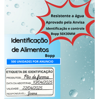 500 Etiqueta Validade De Alimento Anvisa 50X30 BOPP