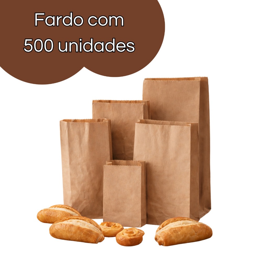 500 UNI Saco Para Pães De Papel Kraft Mix P/ 250g, 500g, 1kg, 2kg, 3kg, 4kg , 5kg