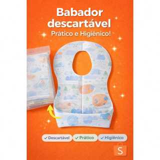 Kit com 20 Unidades Babador Descartável Infantil Impermeável Higiênico Antivazamento