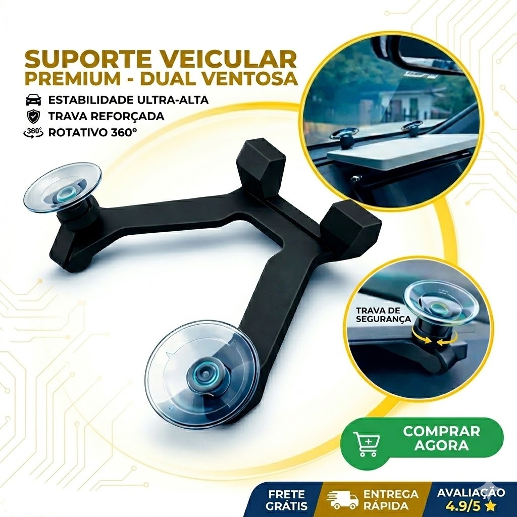 Suporte De Painel Com Duas Ventosas Para Starlink Mini Preto anti multa - VT soluções em Oferta na Shopee