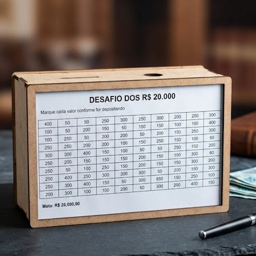 Cofre Desafio Japonês 10.000 e 20.000 Reais em MDF Cofrinho Para Economizar Dinheiro em Oferta na Shopee