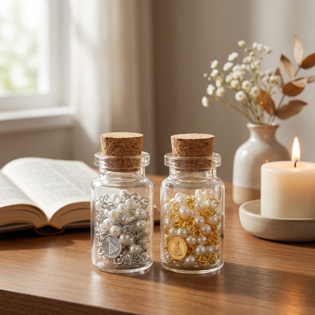 Terço Pérolas Vidrinho Nossa Senhora Aparecida Lembrancinha Batizado Crisma Casamento Eucaristia em Oferta na Shopee