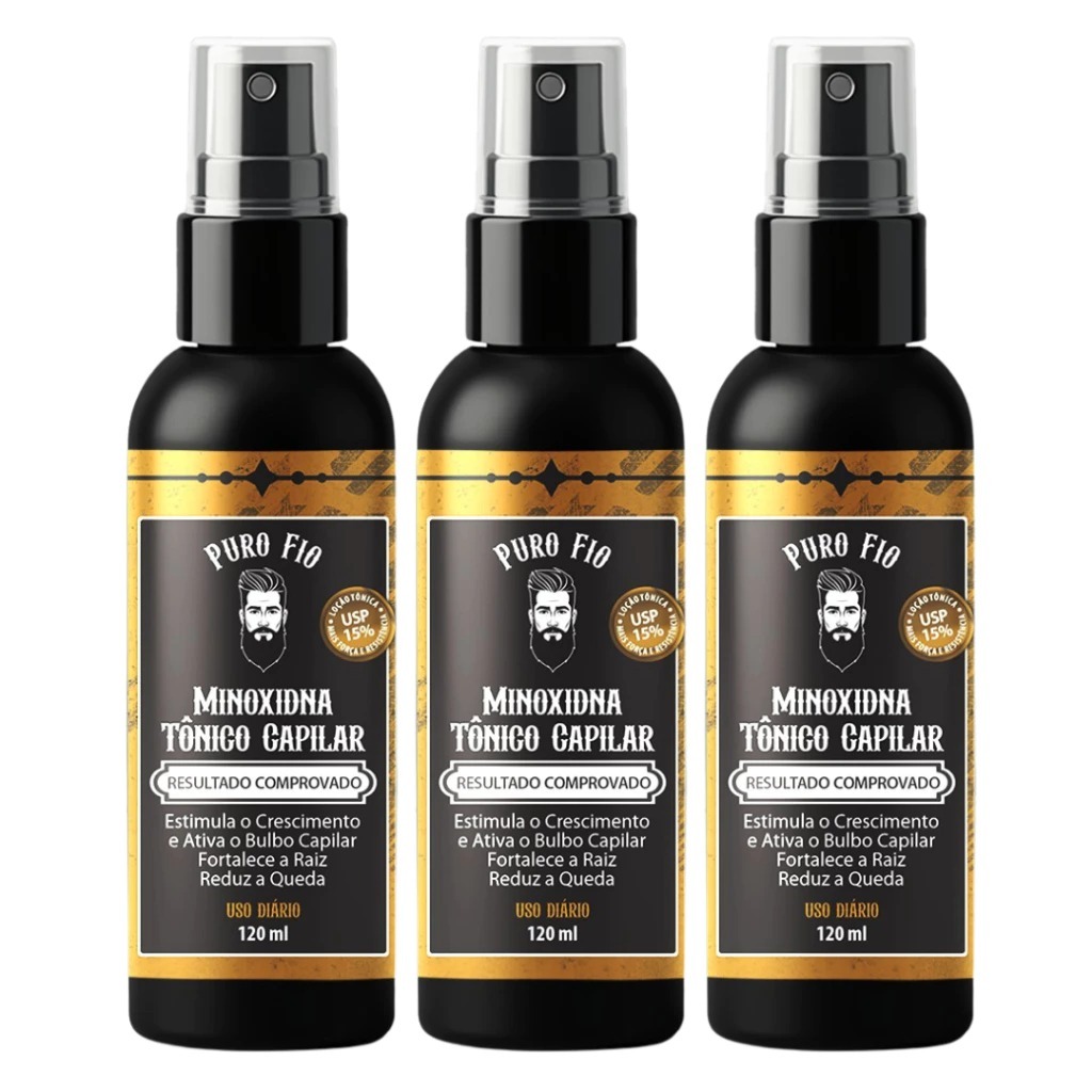 Kit 3 X Pro Barber MinoxDNACapilar Spray 120ml Crescimento Barba Cabelo Rápido Envio Imediato
