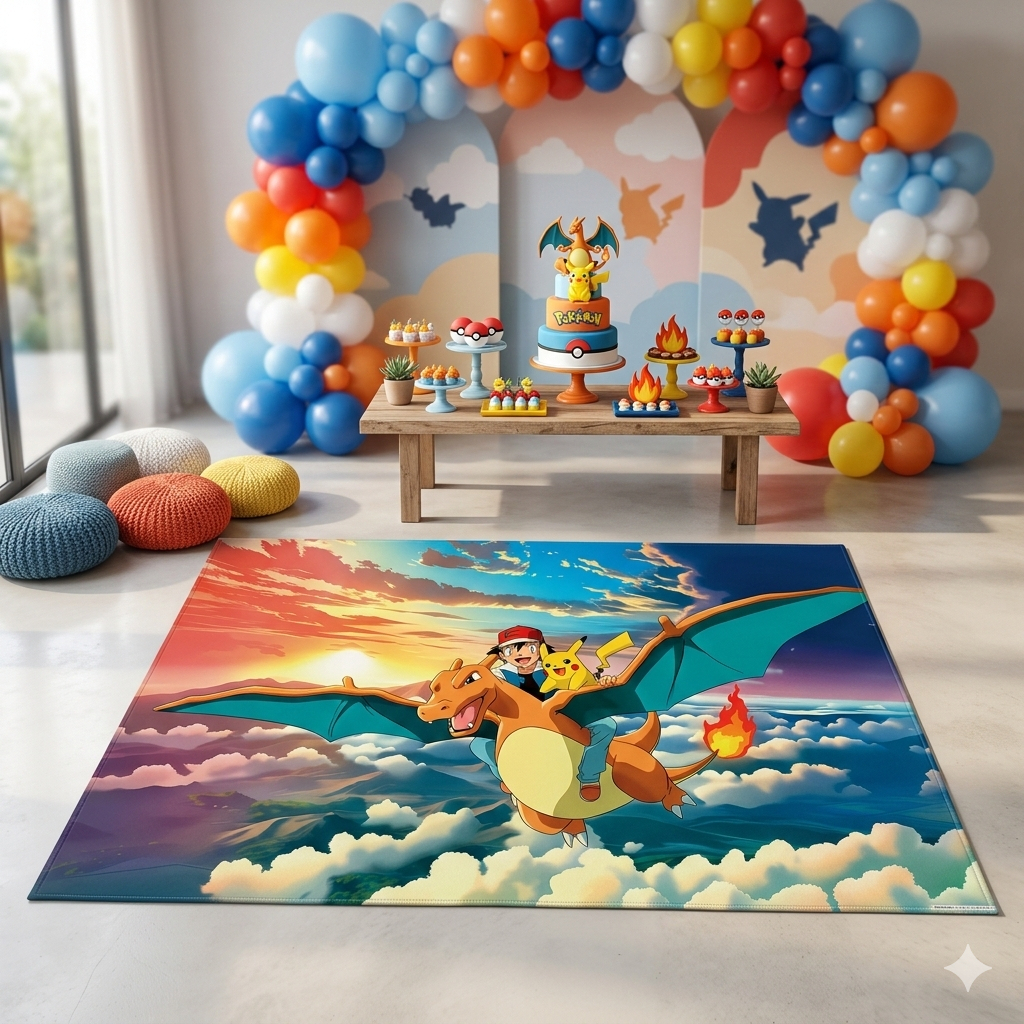 Tapete Decorativo Dr4gon Boll Dragão Redondo 1,40x1 40 Festa Infantil Anime Meninos Lançamento Promoção