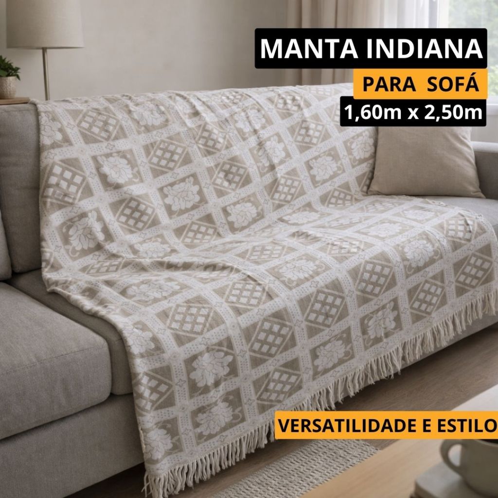 Manta Indiana Decorativa 1,60x2,50 Elegância para seu Sofá em Oferta na Shopee