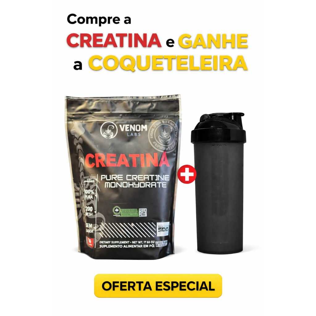 Venom Labs -Oferta Kit Creatina 500g + Coqueteleira, Creatina 100% Pura Monohidratada