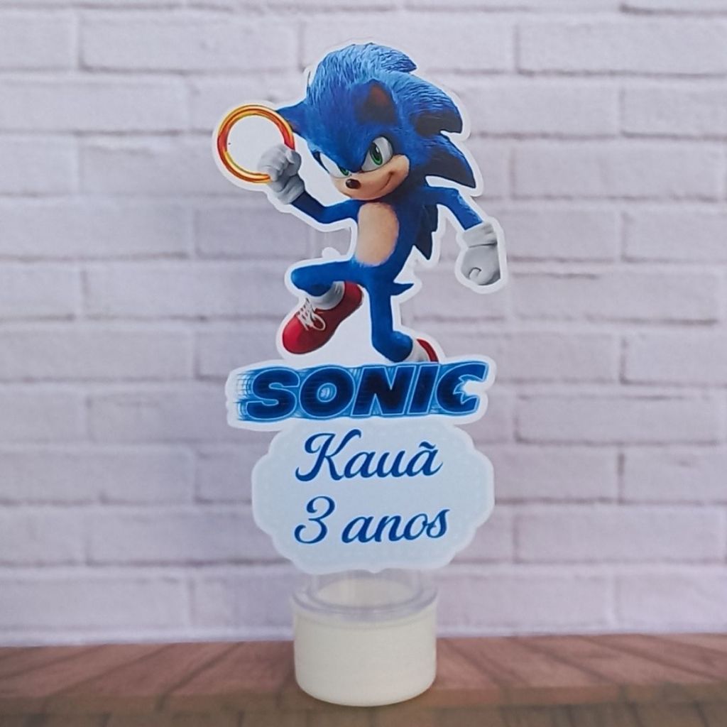 Kit Aplique 3D para Tubete SONIC - Personalizado - Lembrancinha Aniversário Infantil/ Decoração de mesa