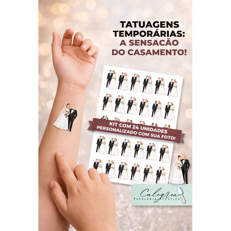 Tattoos Temporárias Personalizadas 5x5cm – 24 Unidades por Folha